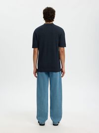 REGULAR FIT KNITTED POLO SHIRT, Sky Captain, highres