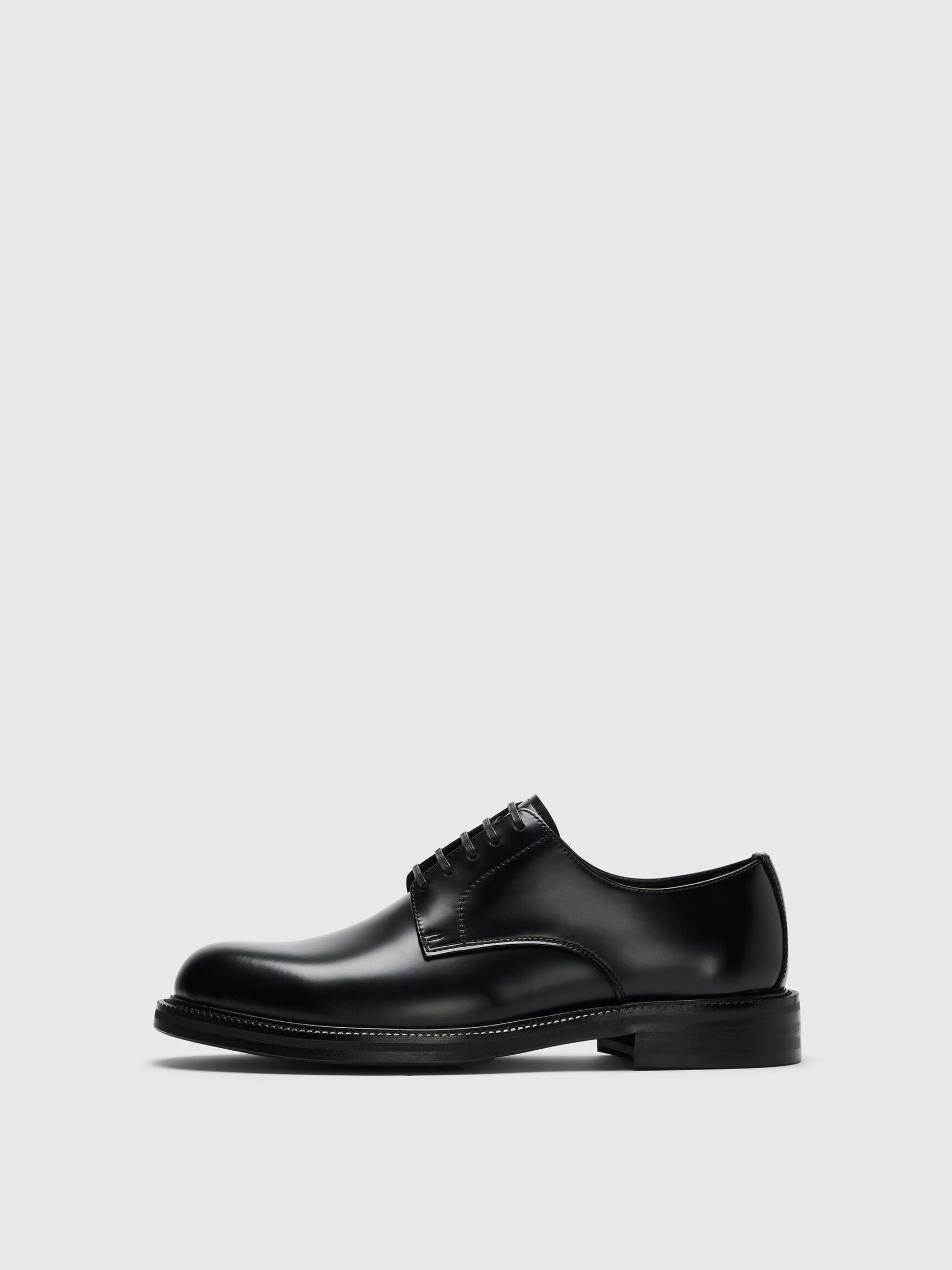 LEATHER DERBY SHOES, Black, highres