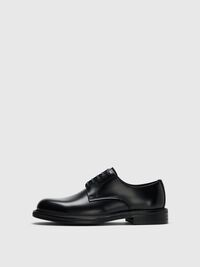 LEATHER DERBY SHOES, Black, highres