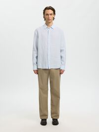 100% LINEN SHIRT, Bright White, highres
