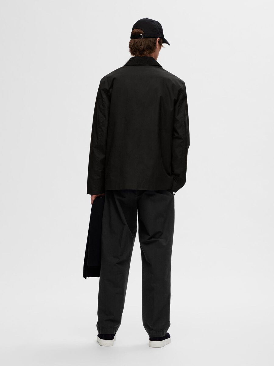 Selected WAXED COTTON JACKET, Black, highres - 16094041_Black_004.jpg