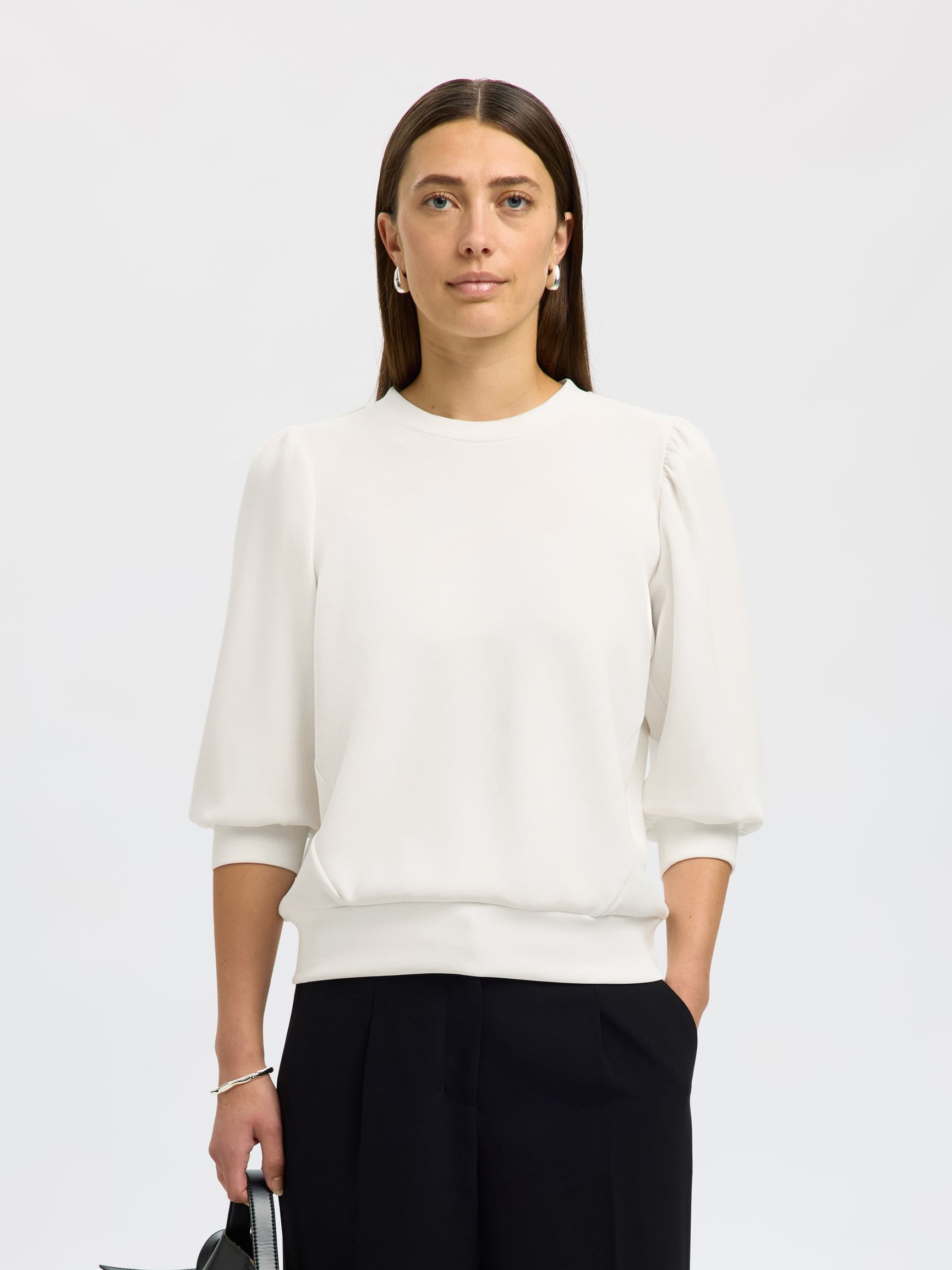 PUFF SLEEVE SWEATSHIRT, Snow White, highres