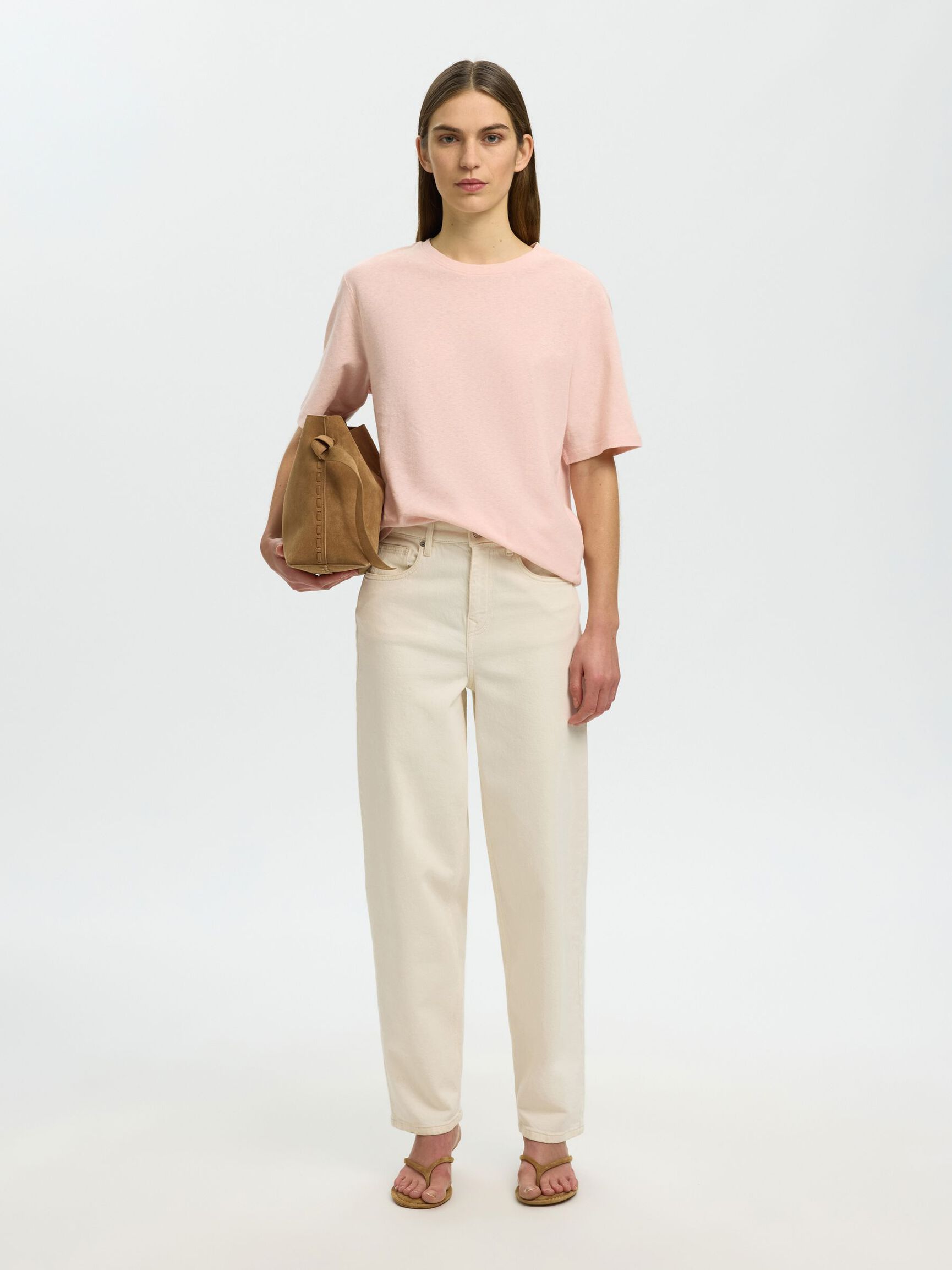 LINEN BLEND T-SHIRT, Pale Dogwood, highres