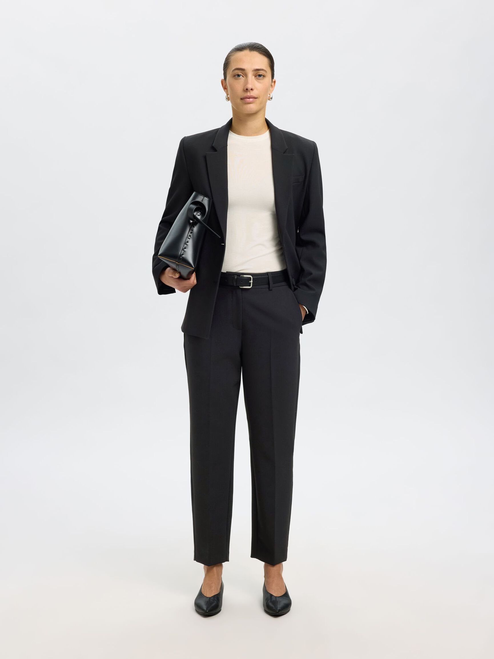 SLIM FIT CROPPED HOSE, Black, highres
