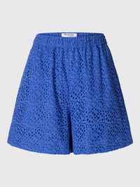 BRODERIE ANGLAISE HØJTALJEDE SHORTS, Dazzling Blue, highres