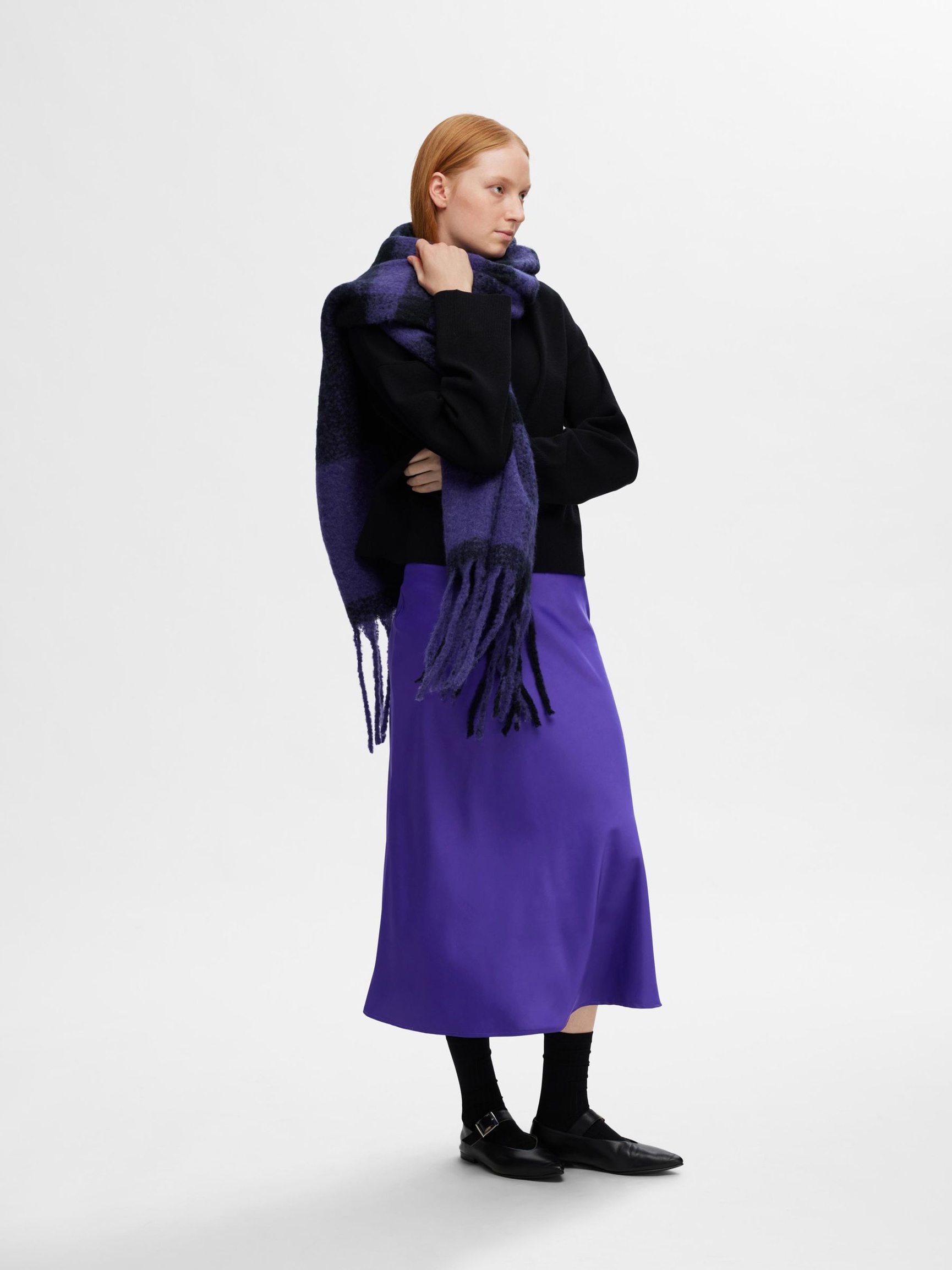 SATIJN MIDDELLANGE ROK, Liberty, highres