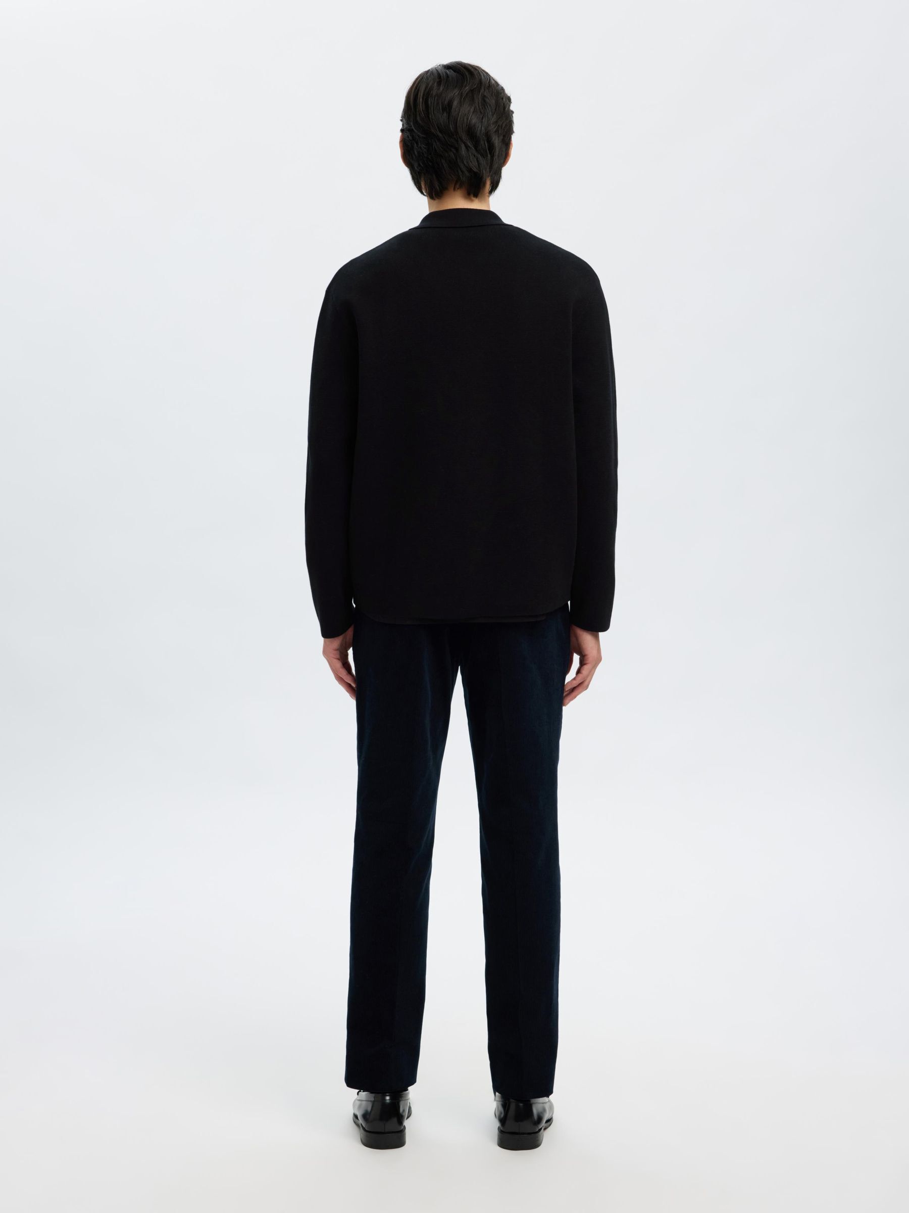 COTTON BLEND ZIP-FRONT CARDIGAN | Black | Selected