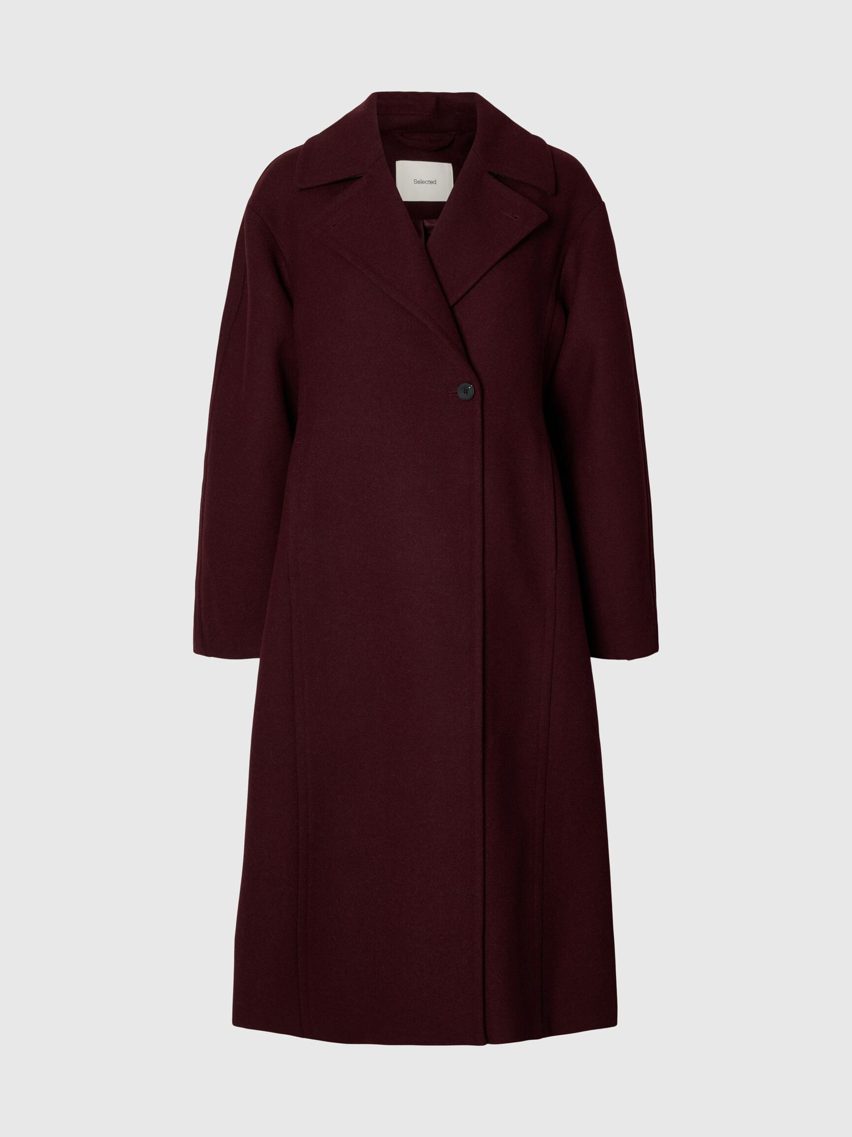 WOOL BLEND LONG COAT, Tawny Port, highres