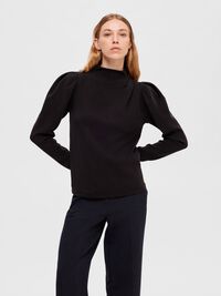 DRAPED TOP, Black, highres