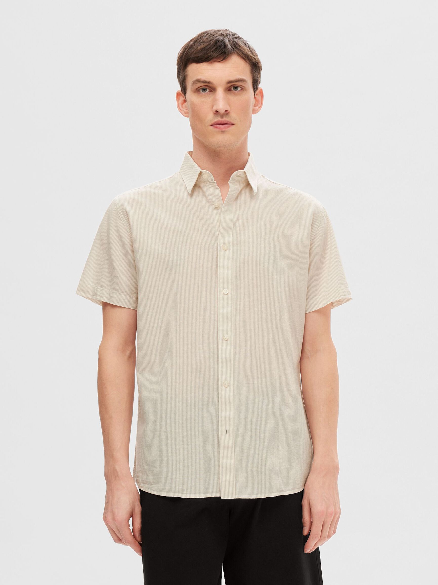 COTON MÉLANGÉ CHEMISE À MANCHES COURTES, Pure Cashmere, highres