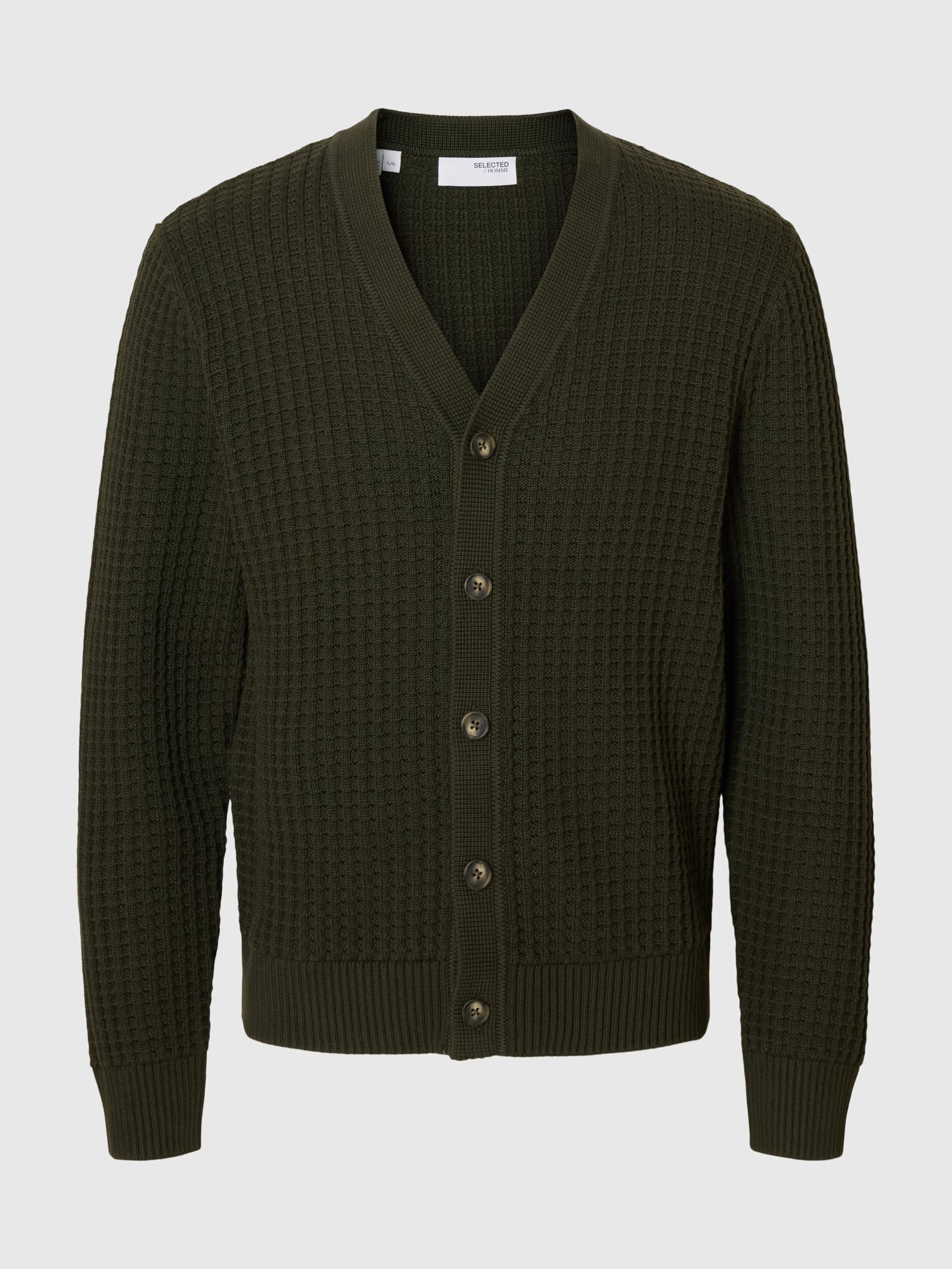 100% COTTON KNITTED CARDIGAN, Forest Night, highres
