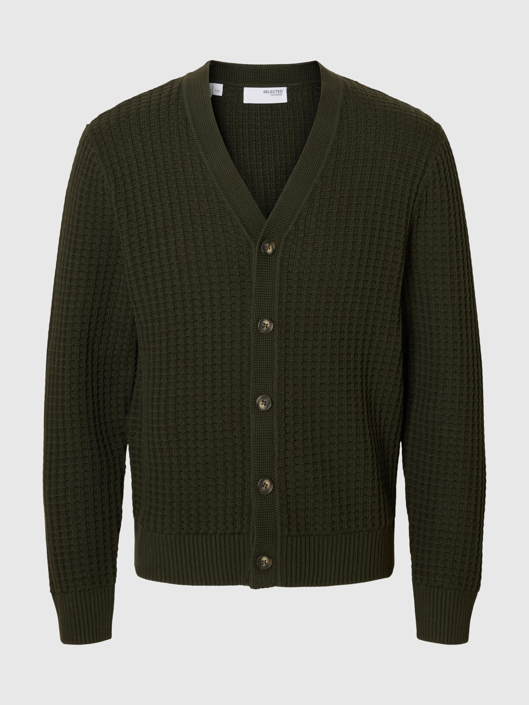 100% COTTON KNITTED CARDIGAN, Forest Night, highres
