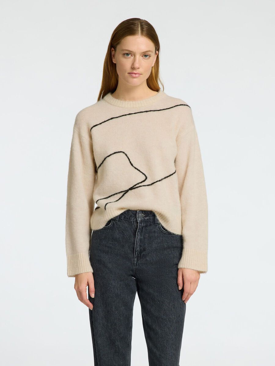 Selected WOOL BLEND KNITTED PULLOVER, Birch, highres - 16097149_Birch_1178101_003.jpg
