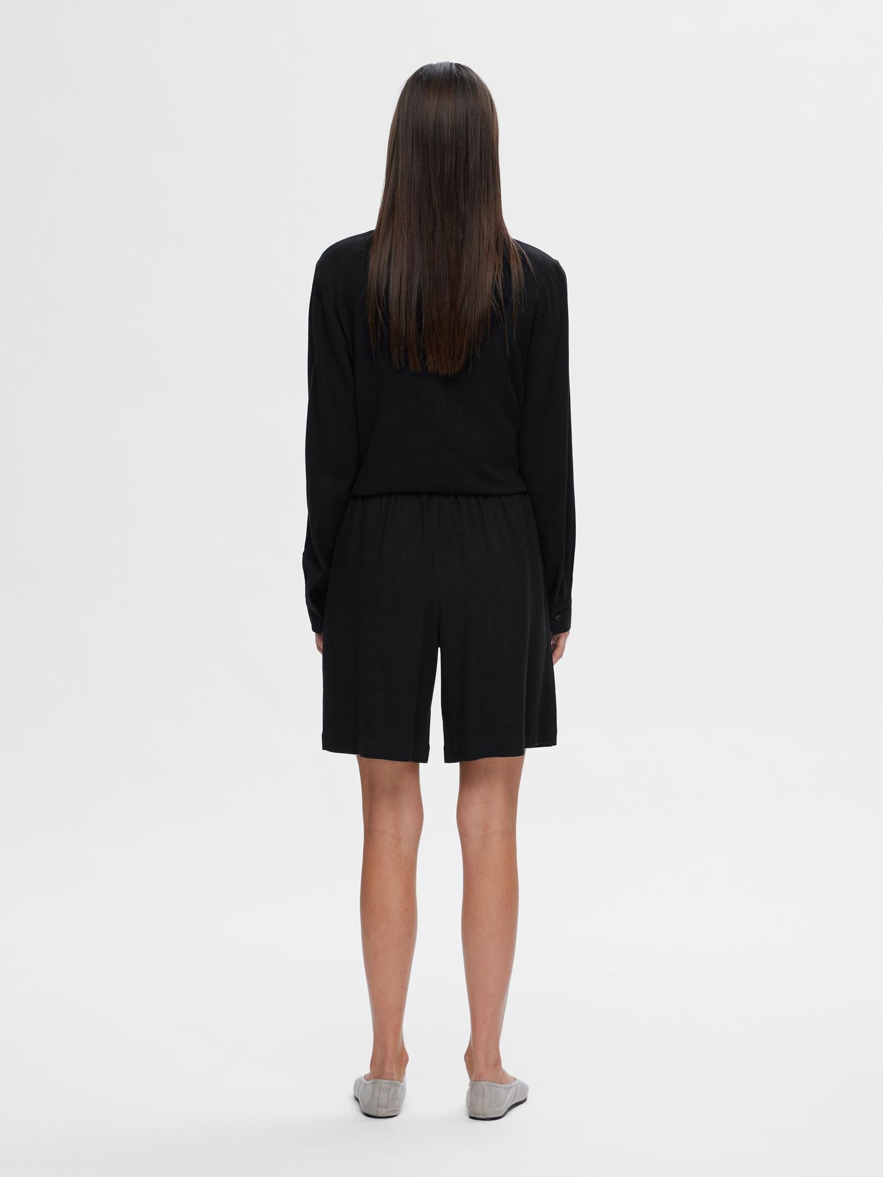 VISCOSE BLEND SHORTS, Black, highres