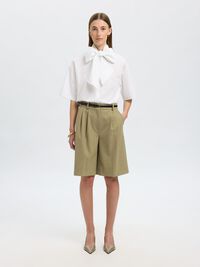 COTTON BOW SHORT SLEEVED SHIRT, Bright White, highres