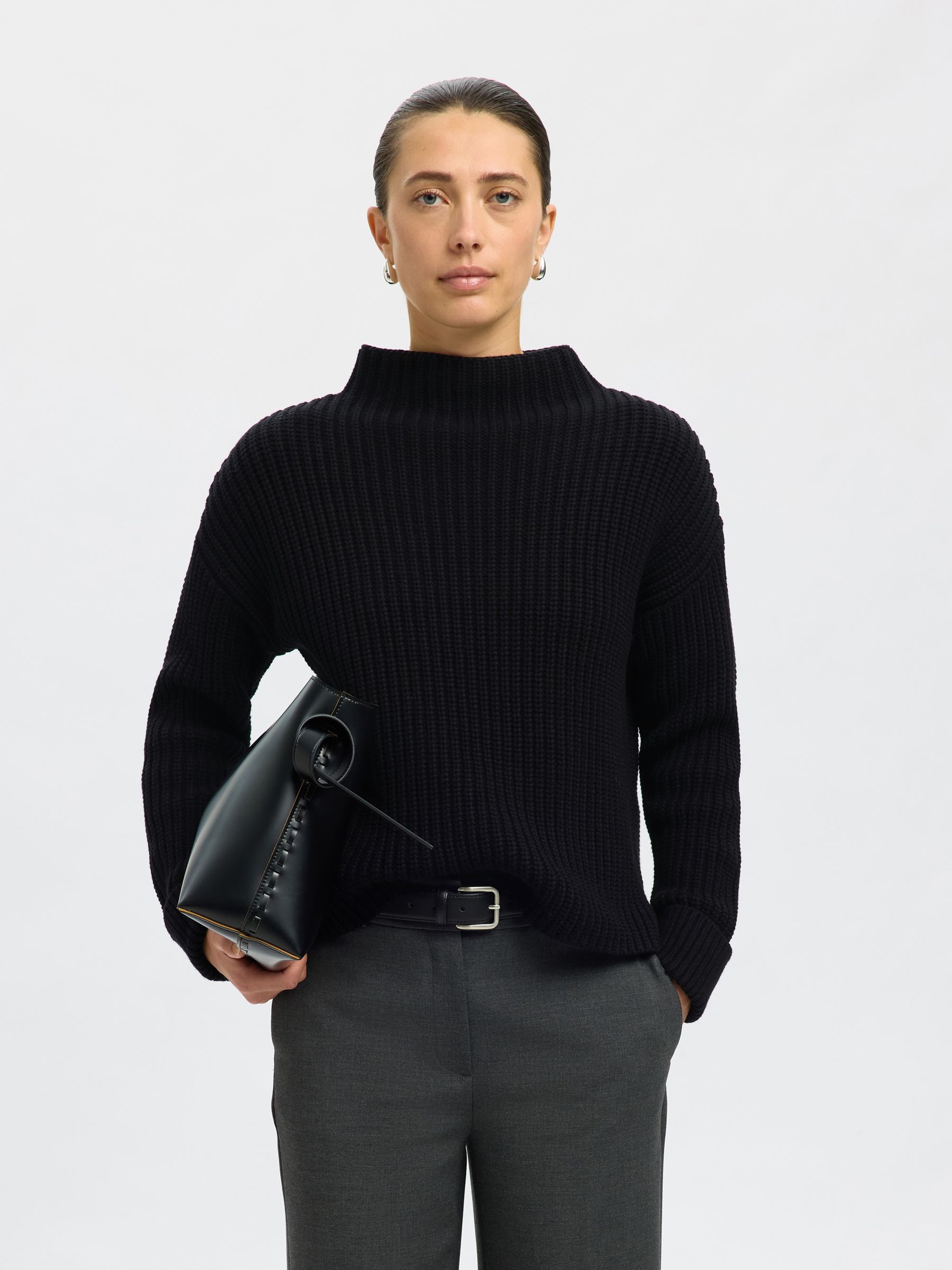 OVERSIZED PULLOVER, Black, highres