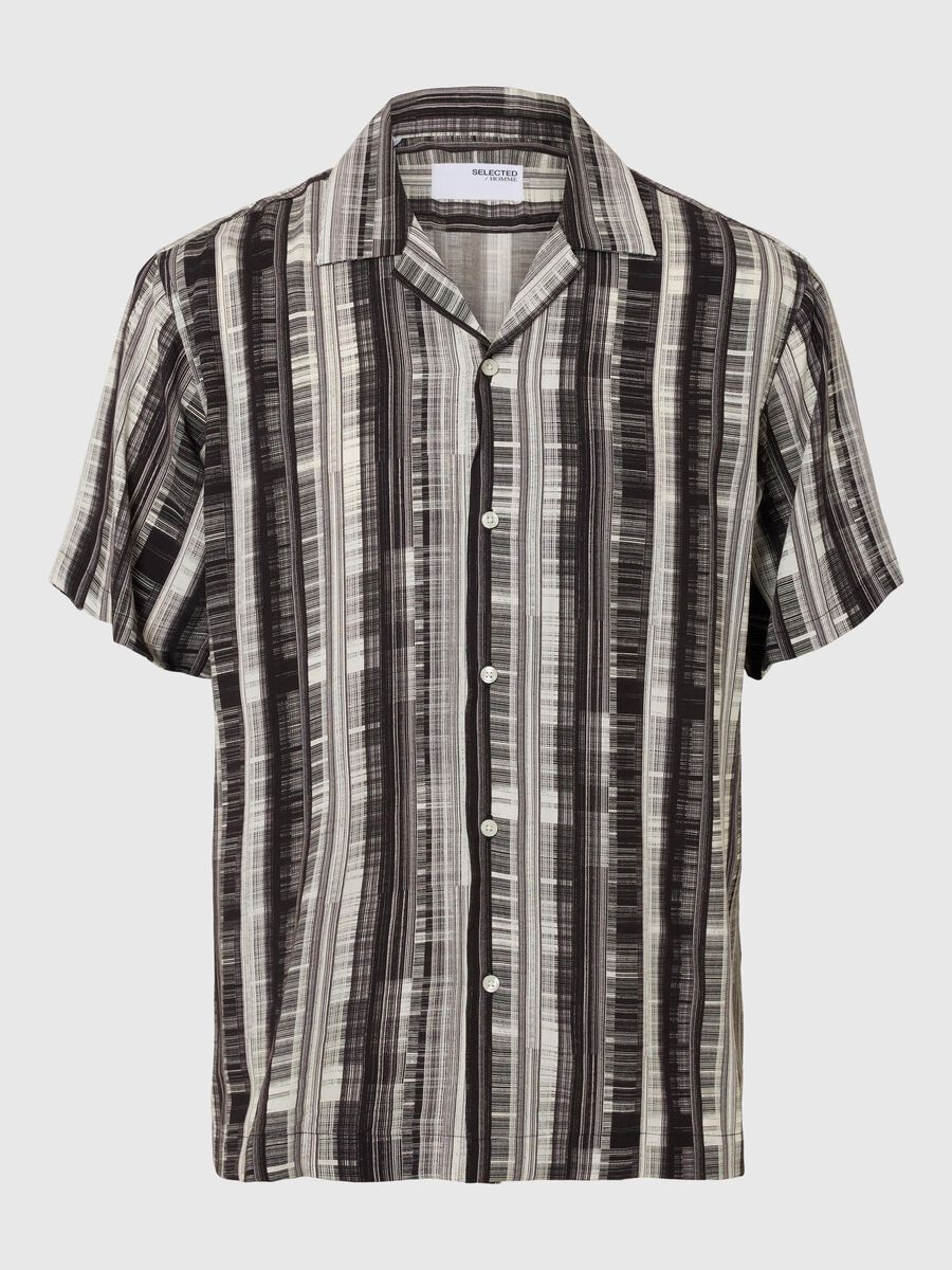 Selected PATTERNED SHORT SLEEVED SHIRT, Black, highres - 16088360_Black_1165906_001.jpg