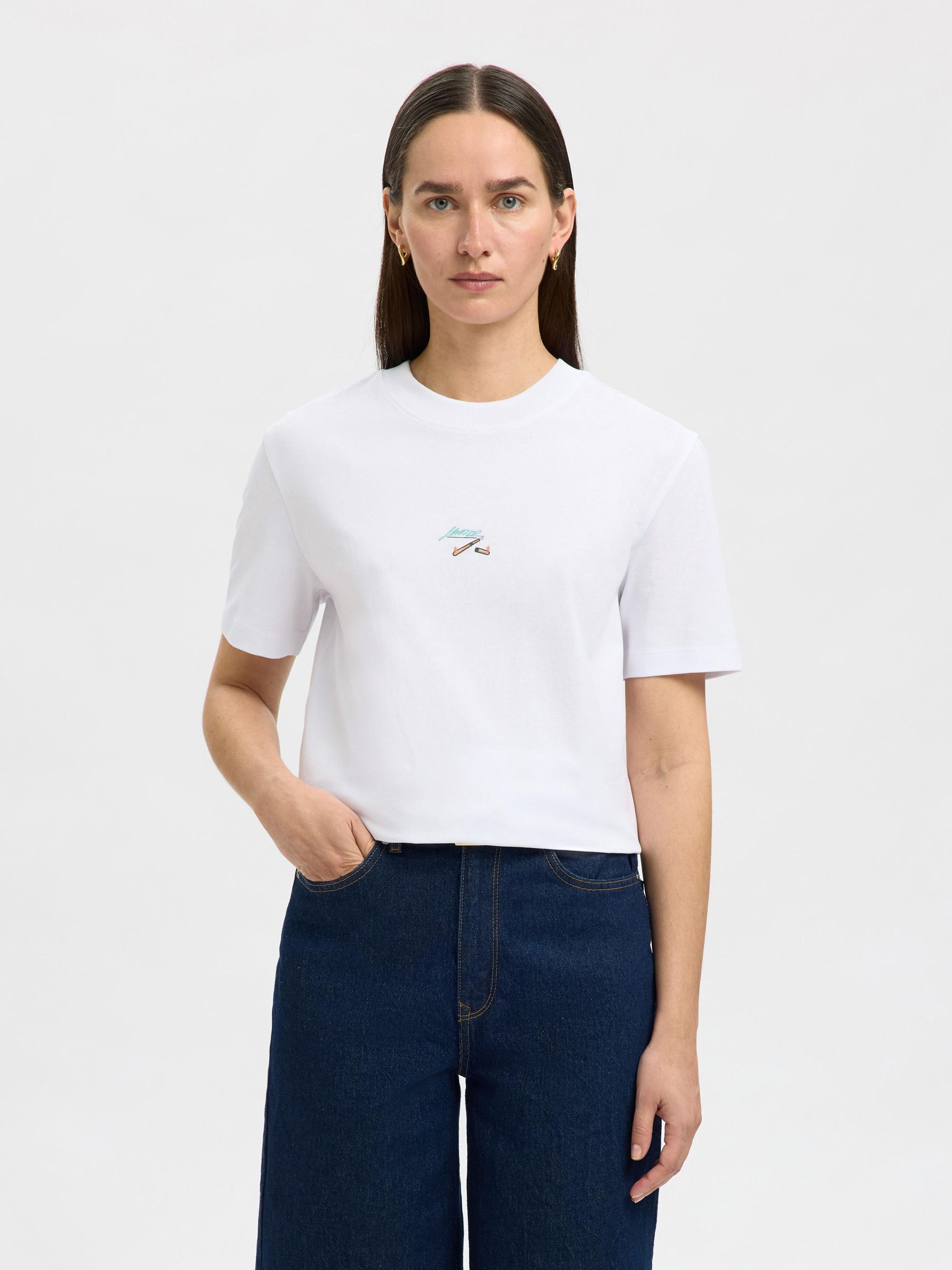 COTTON PRINTED T-SHIRT, Bright White, highres