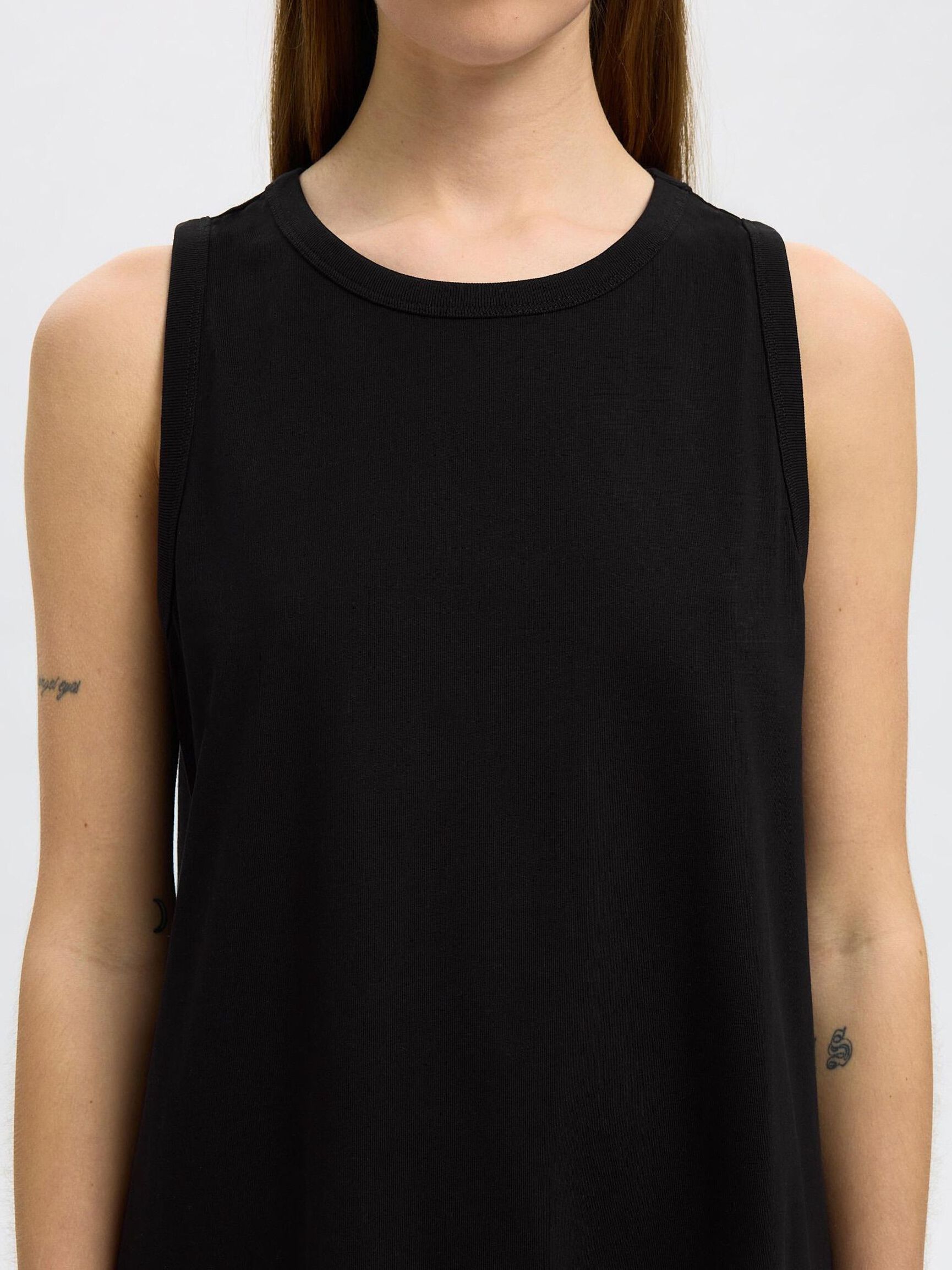 MINI SLEEVELESS DRESS, Black, highres
