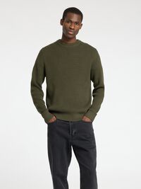 STRUCTURED CREWNECK JUMPER, Forest Night, highres
