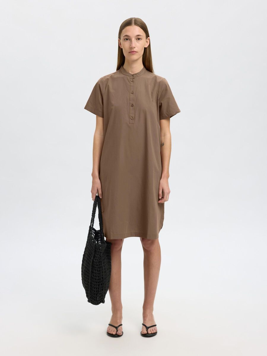Selected COTTON MINI DRESS, Coca Mocha, highres - 16097963_CocaMocha_003.jpg