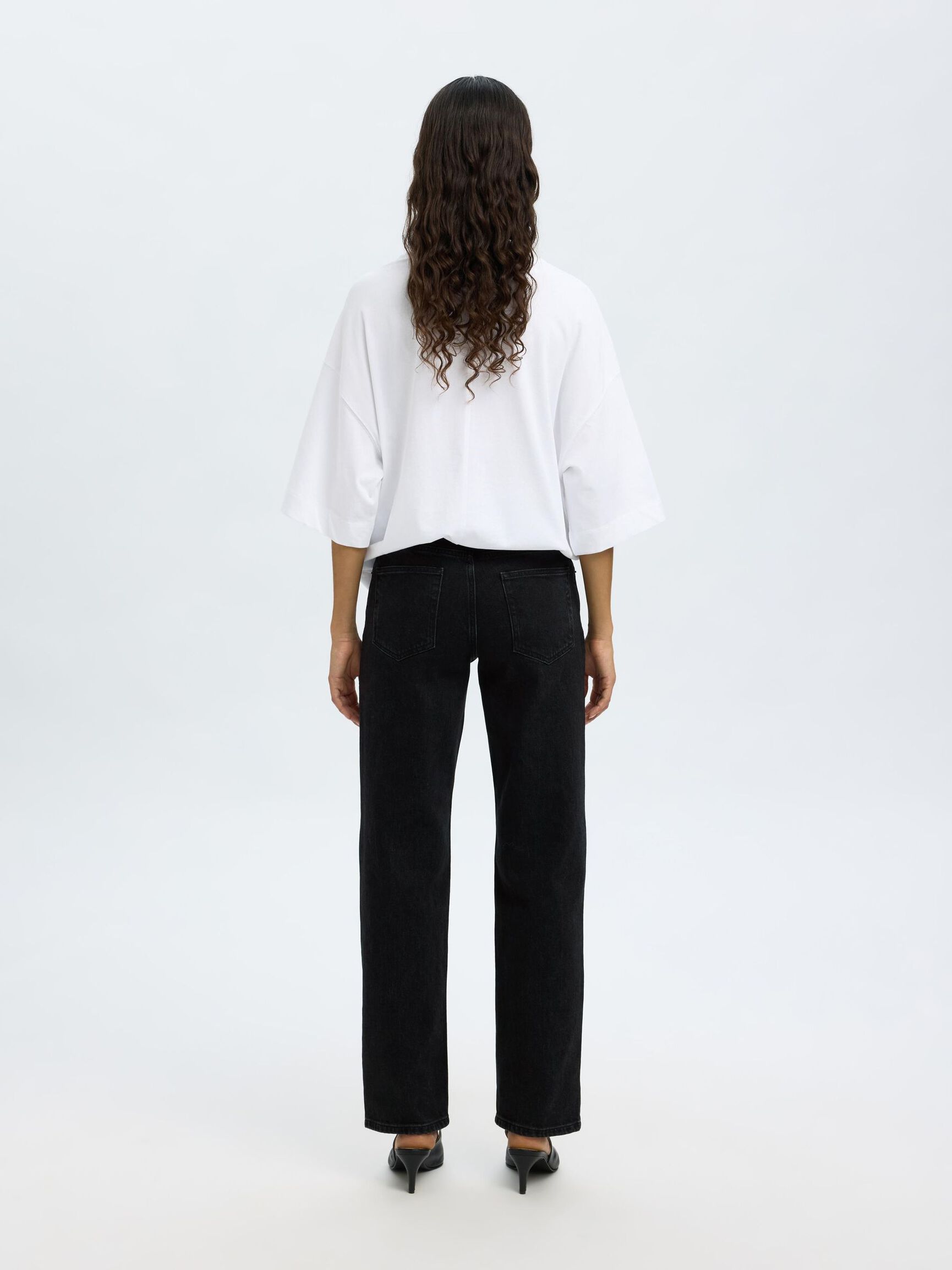 HIGH WAIST WIDE LEG JEANS, Black Denim, highres