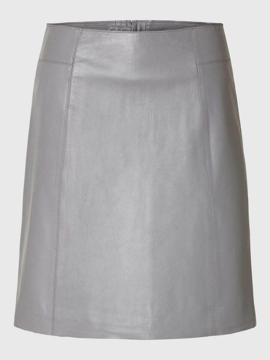 Selected MINI LEATHER SKIRT, Steel Gray, highres - 16084995_SteelGray_001.jpg