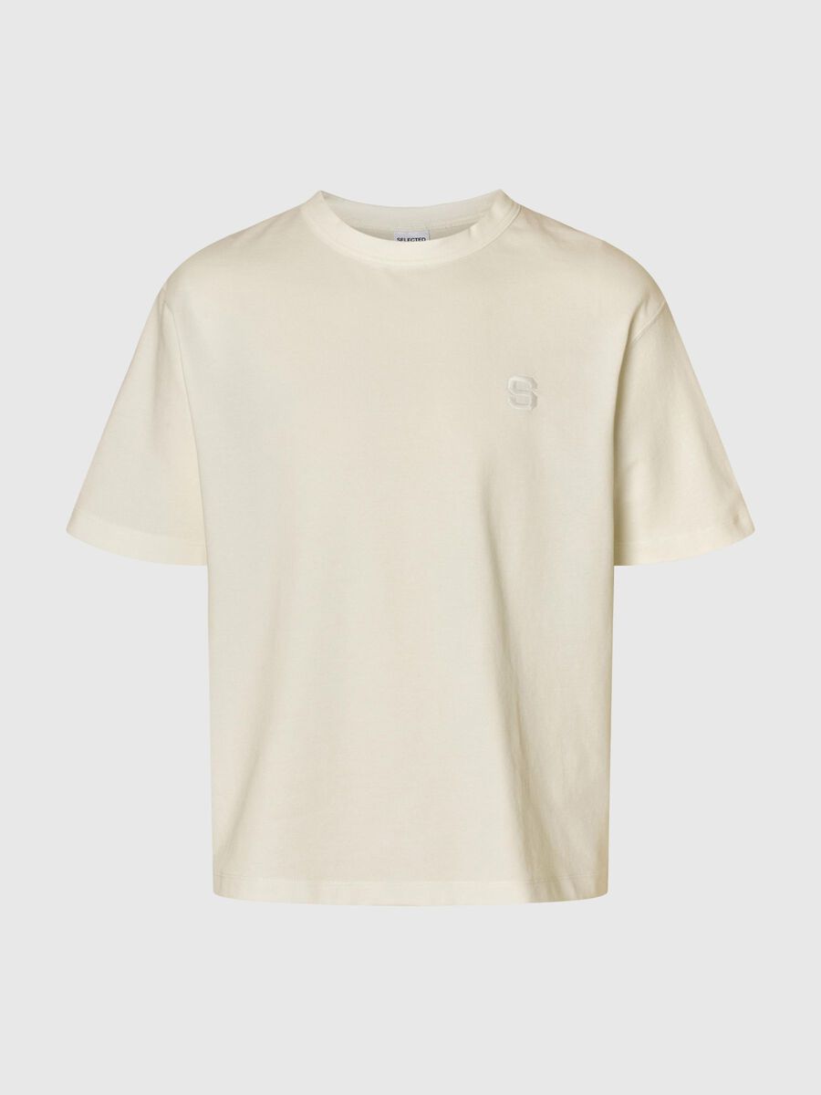 Selected RELAXED FIT T-SHIRT MIT RUNDHALSAUSSCHNITT, Egret, highres - 16099030_Egret_001.jpg