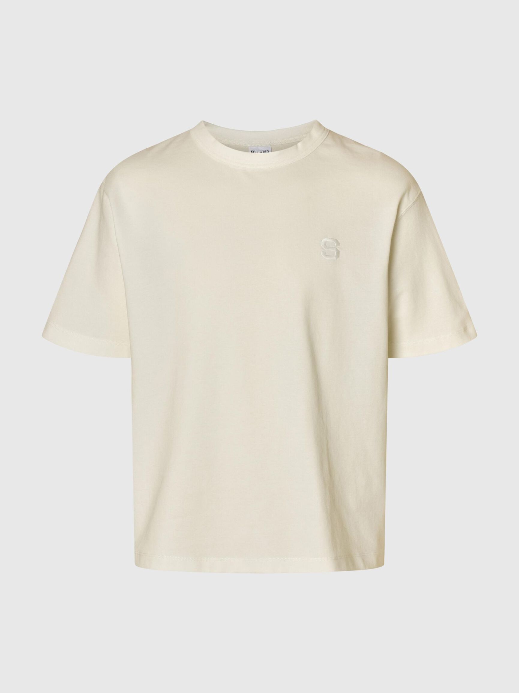 RELAXED FIT CREWNECK T-SHIRT, Egret, highres