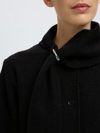 WOLL KURZJACKE, Black, highres