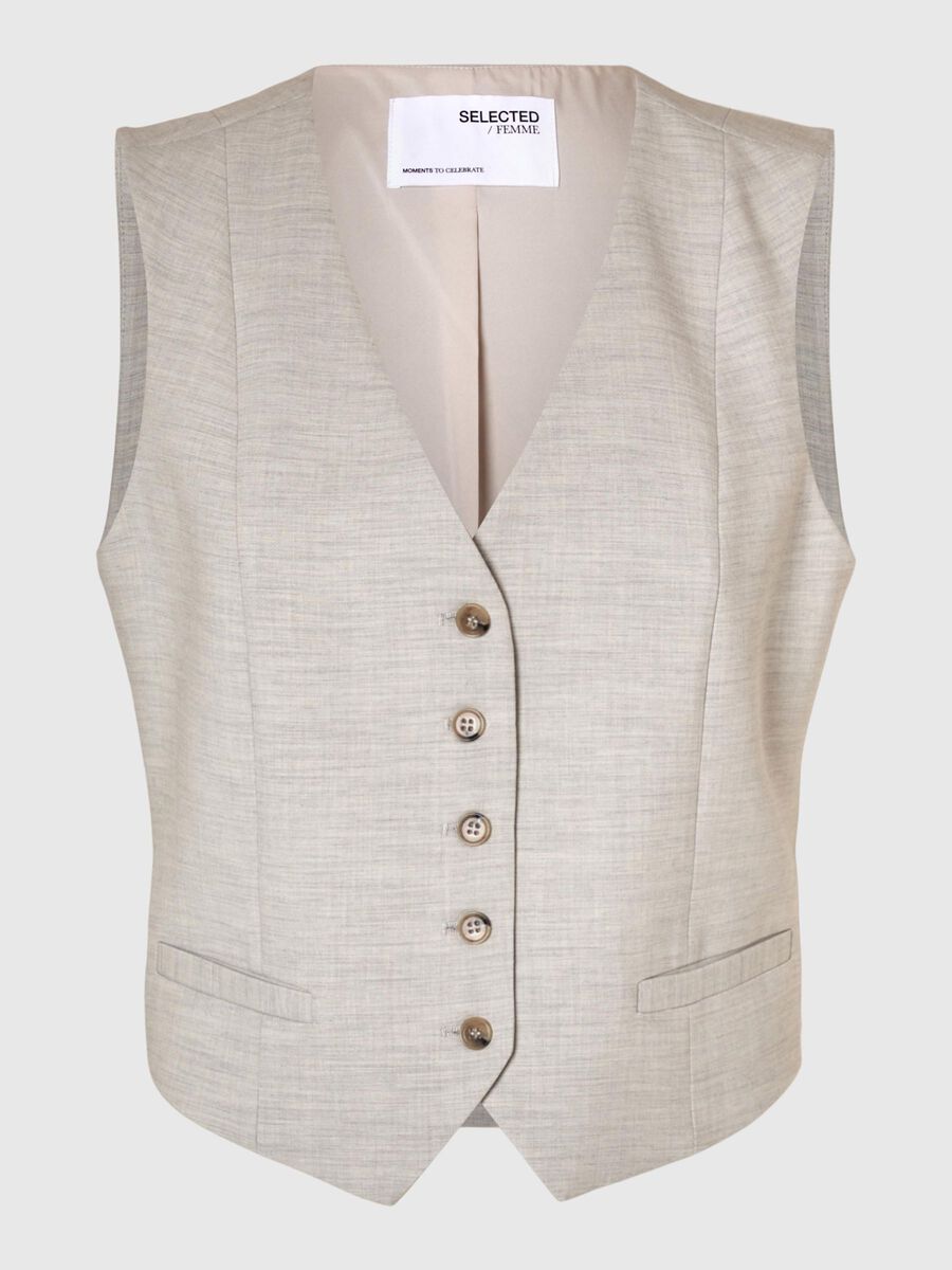 Selected VISCOSE BLEND TAILORED WAISTCOAT, Dove, highres - 16095485_Dove_1140295_001.jpg