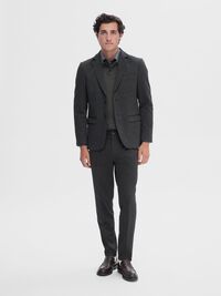 VISCOSE BLEND SLIM FIT TROUSERS, Dark Grey Melange, highres