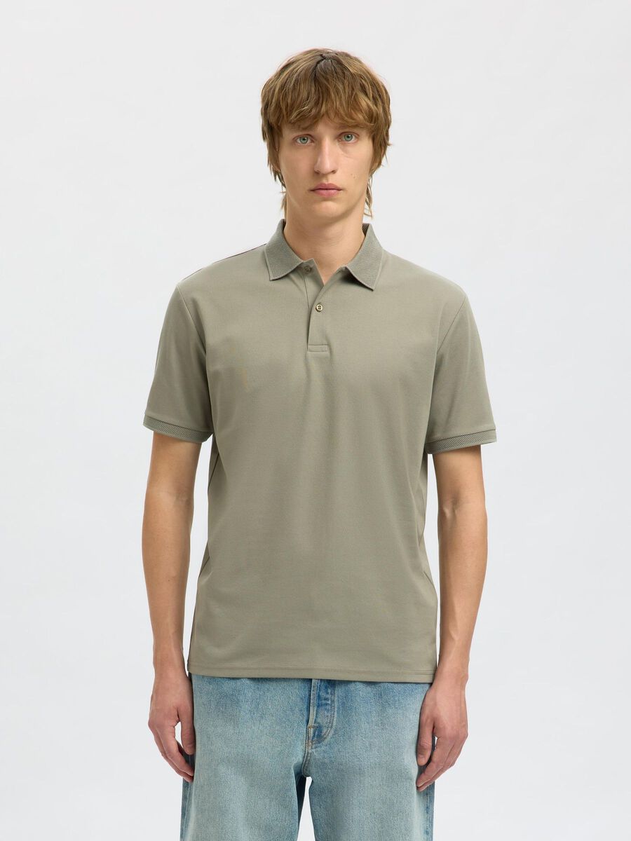 Selected KURZARM POLO SHIRT, Vetiver, highres - 16099994_Vetiver_003.jpg