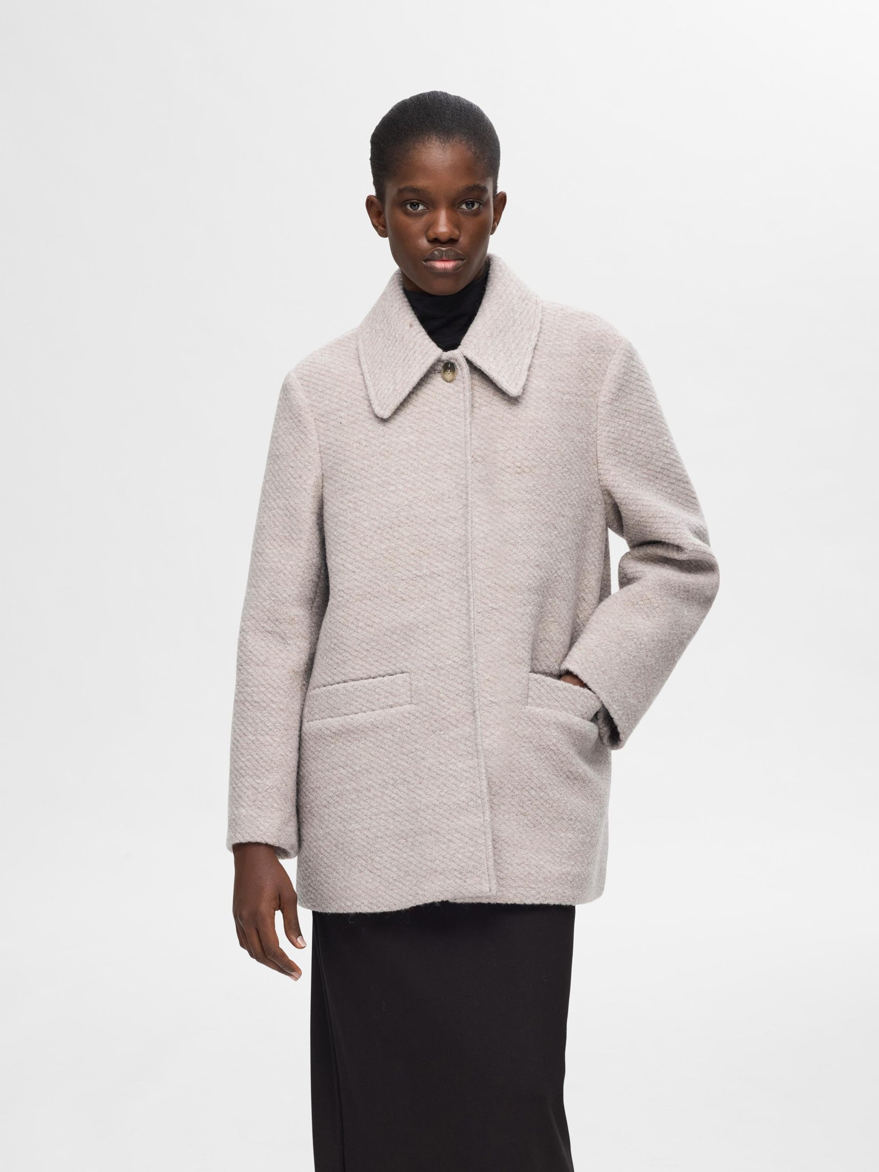 CLASSIC WOOL BLEND COAT, Dove, highres