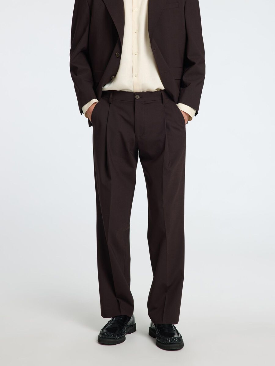 Selected WOLLGEMISCH BÜGELFALTEN LOOSE FIT HOSEN, Demitasse, highres - 16097838_Demitasse_003.jpg