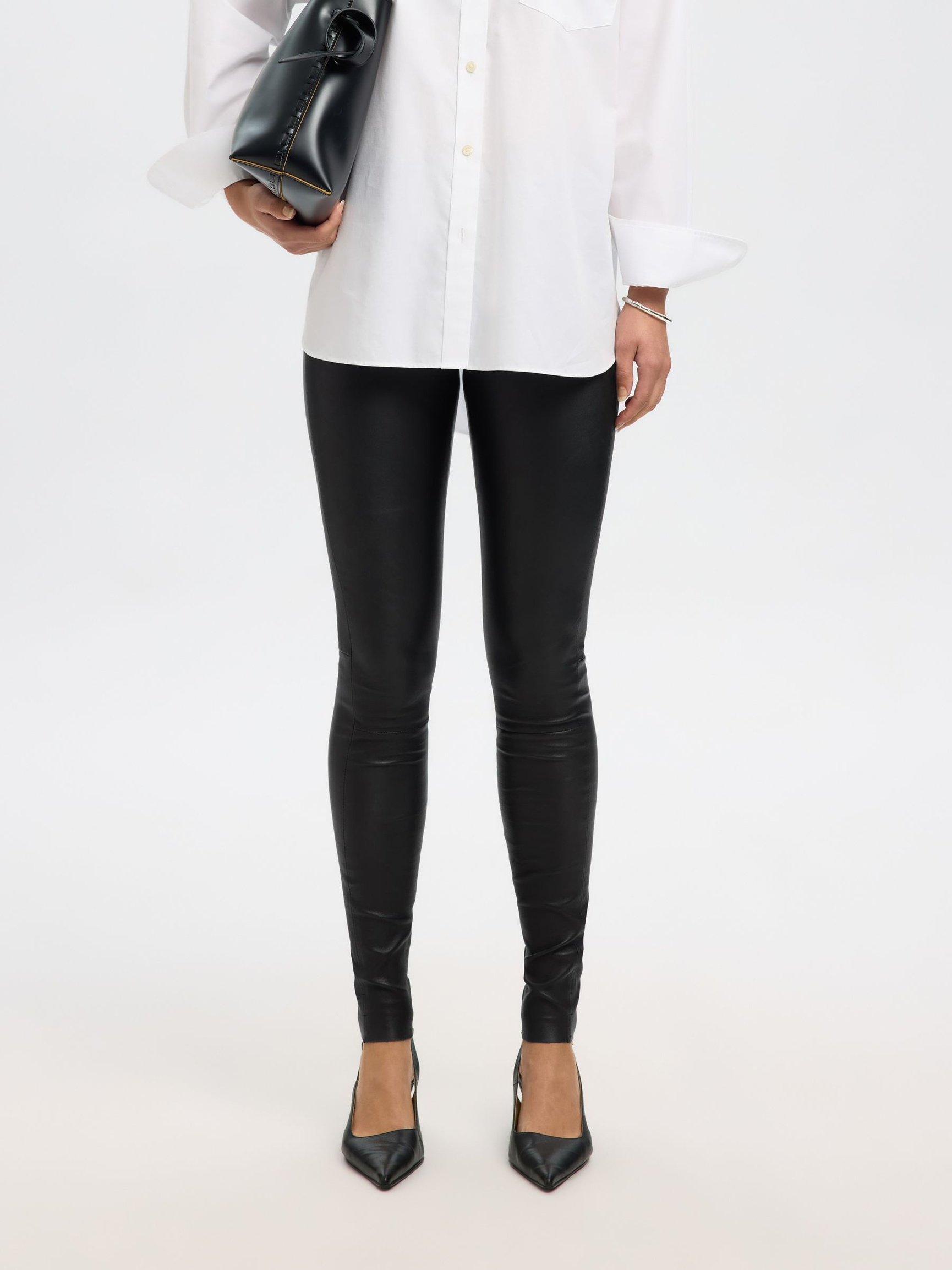 AGNEAU EN CUIR LEGGINGS, Black, highres