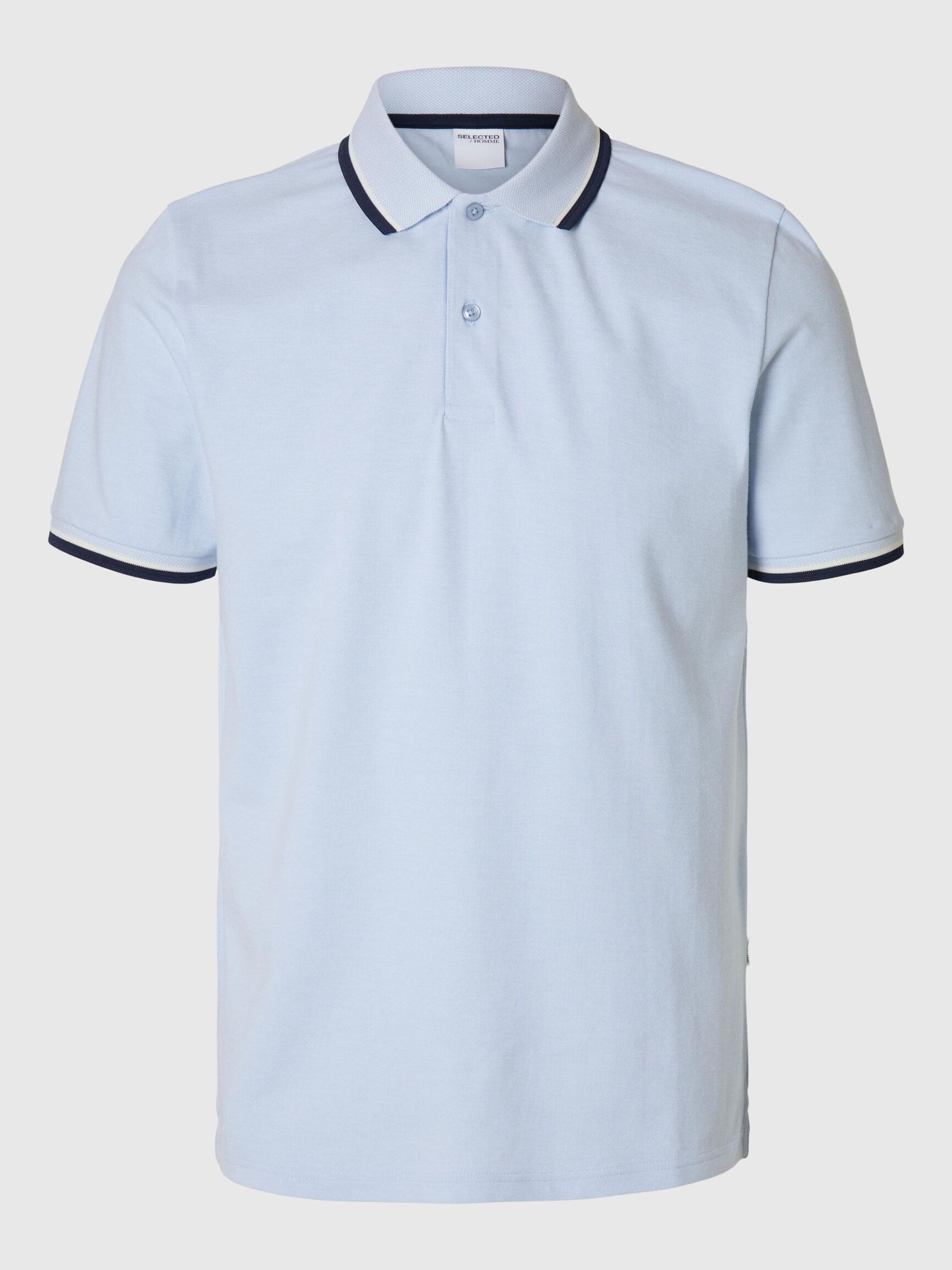 SHORT SLEEVED POLO SHIRT, Cashmere Blue, highres