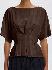 VISCOSE BLEND PLEATED  BLOUSE, Delicioso, highres