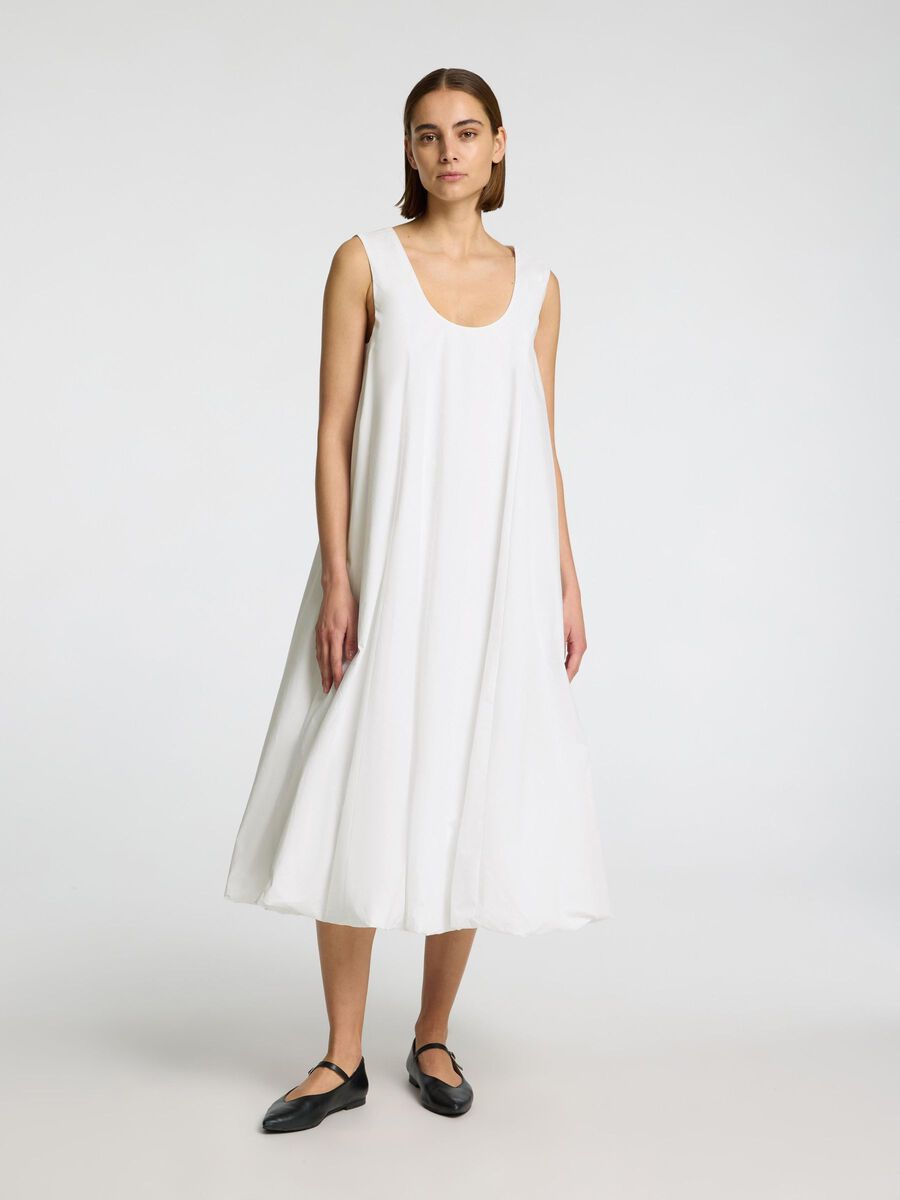 Selected BUBBLE HEM MIDI DRESS, Bright White, highres - 16099014_BrightWhite_003.jpg