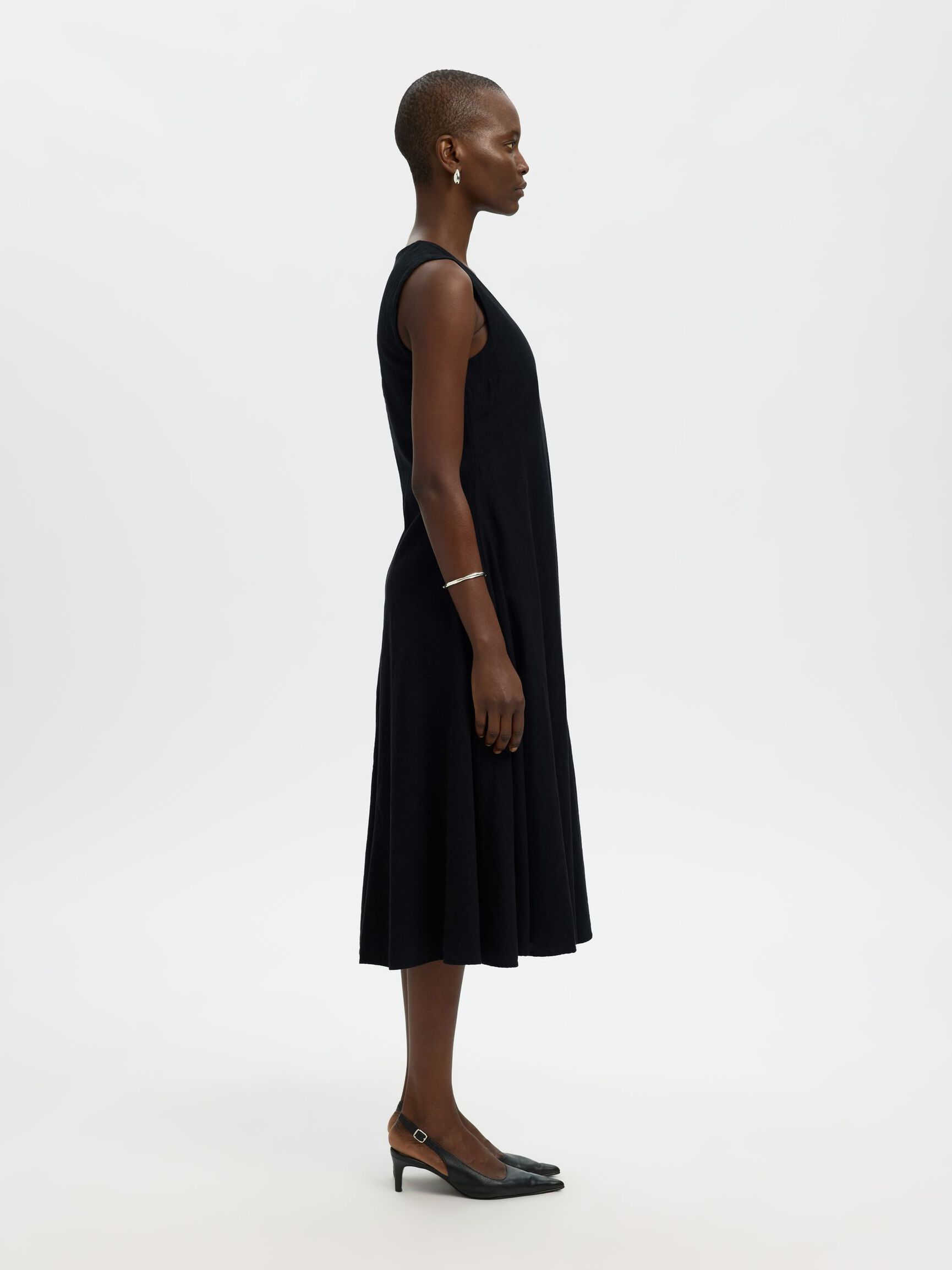 LEINENMIX MAXIKLEID, Black, highres