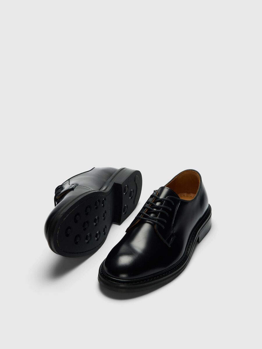 Selected LEATHER BLUCHER SHOES, Black, highres - 16087493_Black_004.jpg