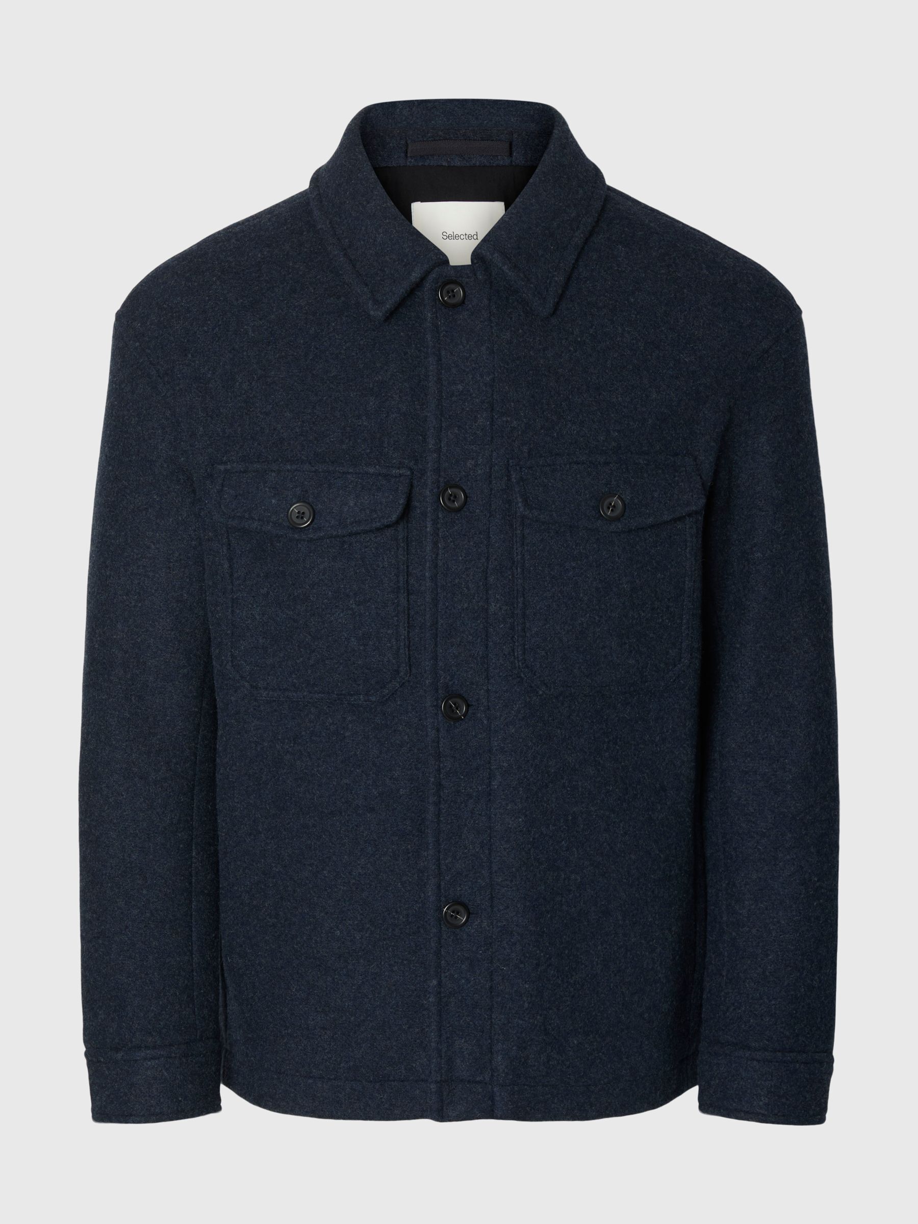 WOOL BLEND SHACKET | Blue | Selected