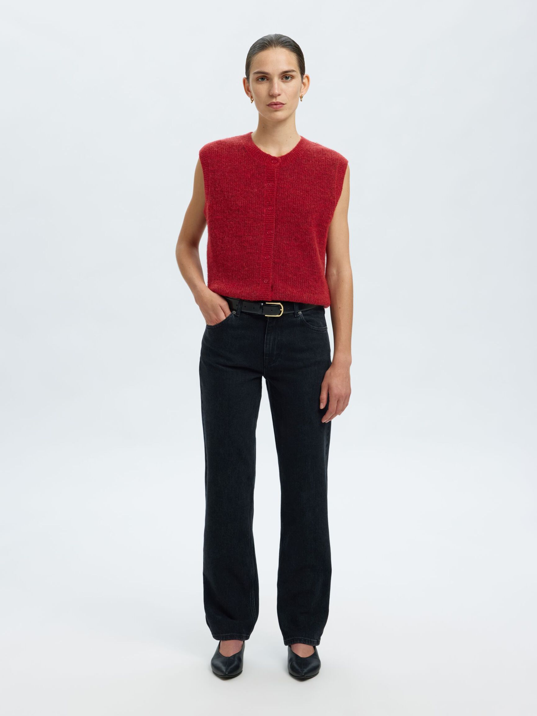 ULLBLANDNING STICKAD VÄST, Equestrian Red, highres