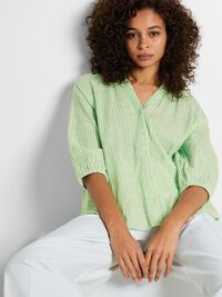 STRIPED COTTON SHIRT, Snow White, highres