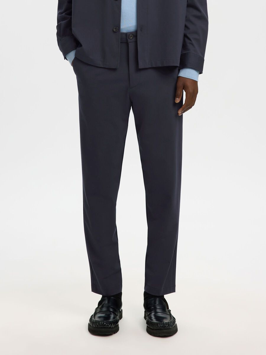 Product tile image - SLIM FIT TAPERED TROUSERS, Dark Sapphire | 16099820_DarkSapphire