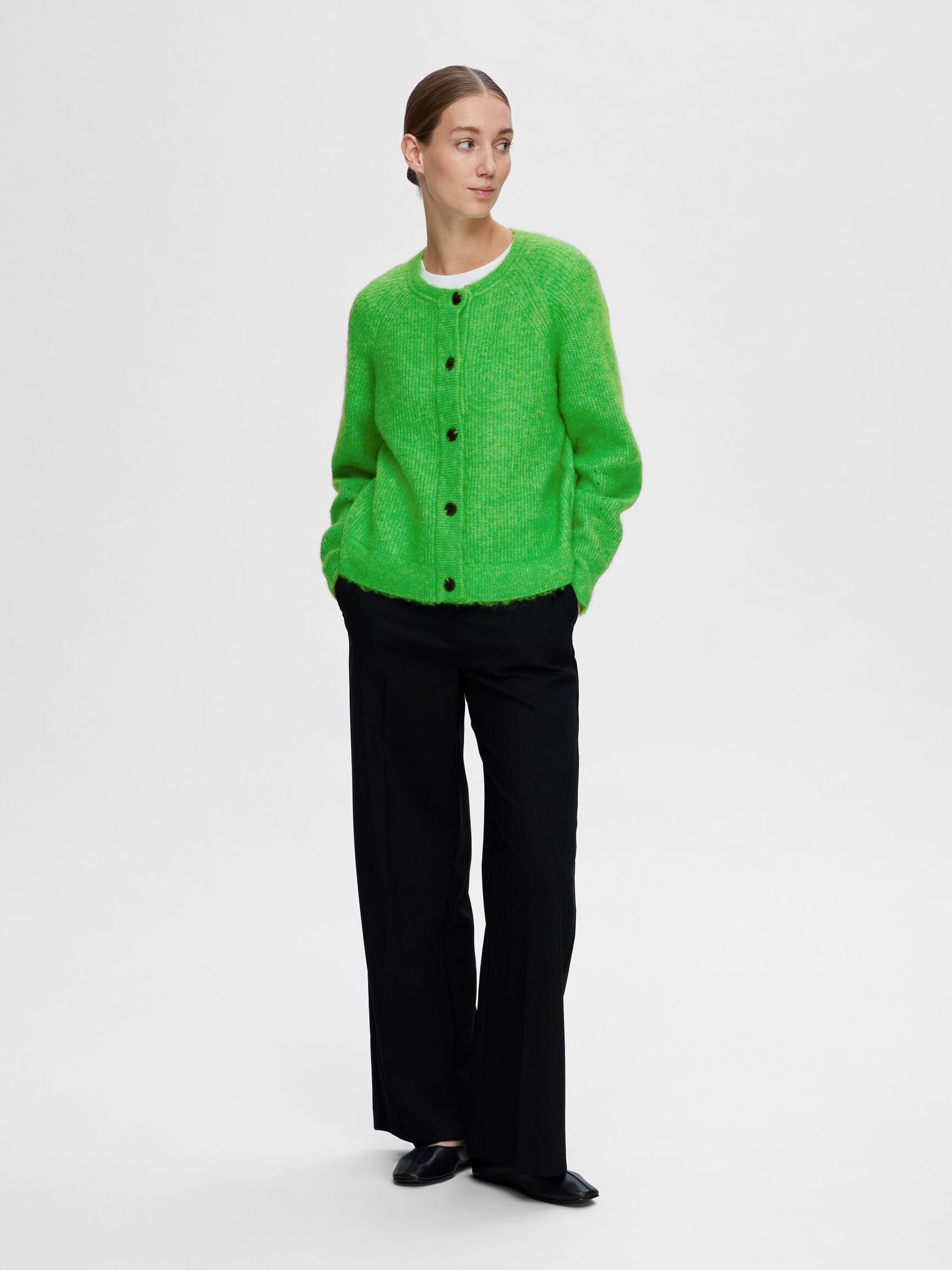 LANGÄRMELIGER STRICKJACKE, Classic Green, highres