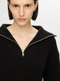 HALF ZIP PULLOVER, Black, highres