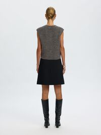 WOOL BLEND  KNITTED VEST, Medium Grey Melange, highres