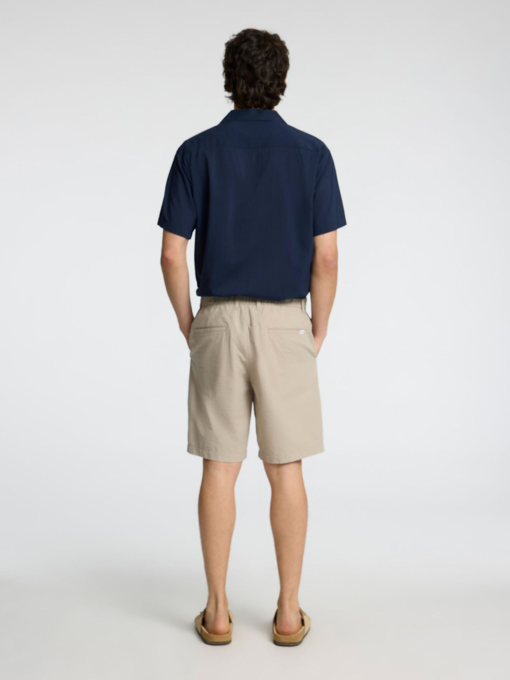 SEERSUCKER SHORTS, Pure Cashmere, highres