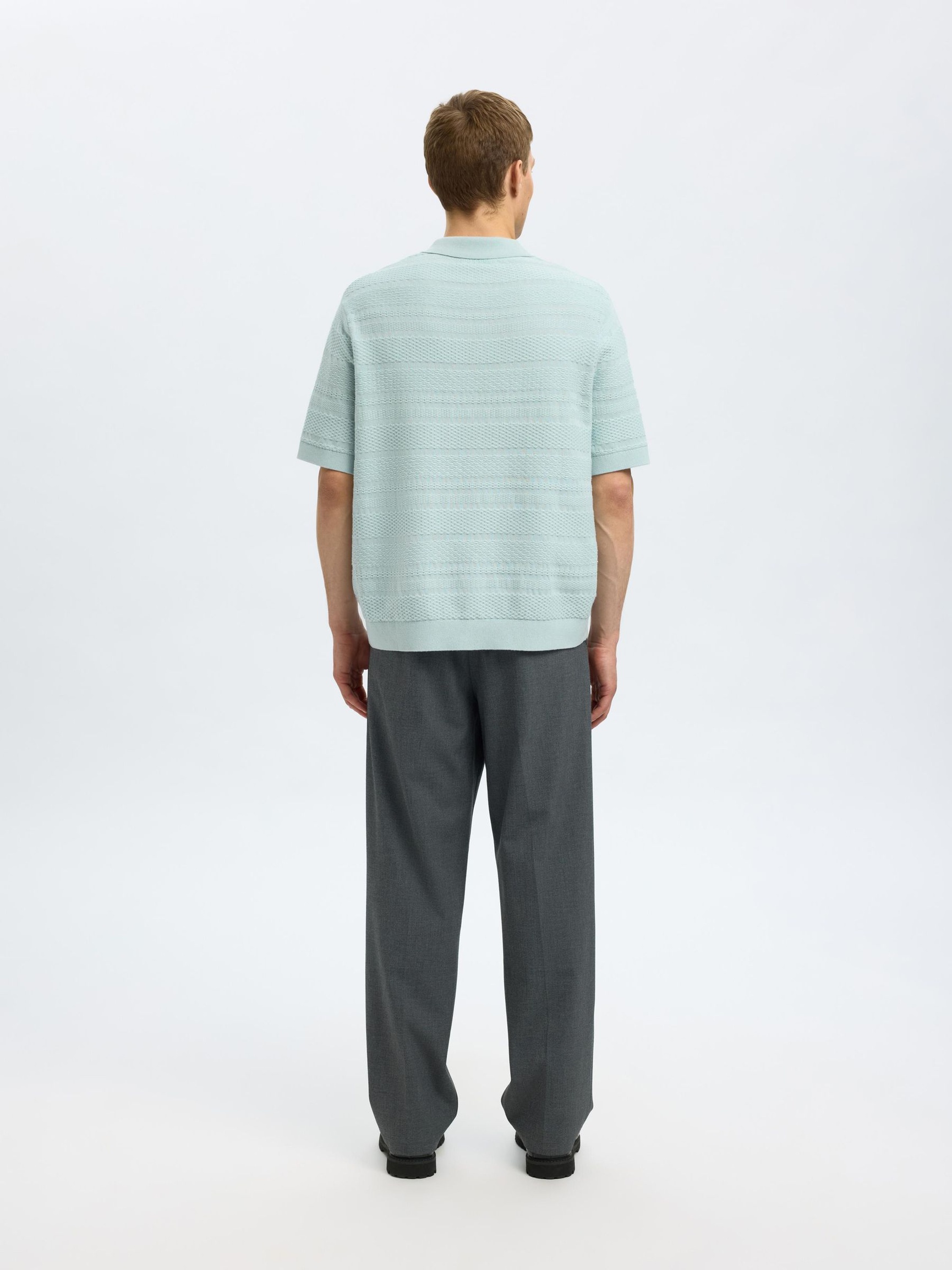 TEXTURÉ POLO EN MAILLE, Winter Sky, highres